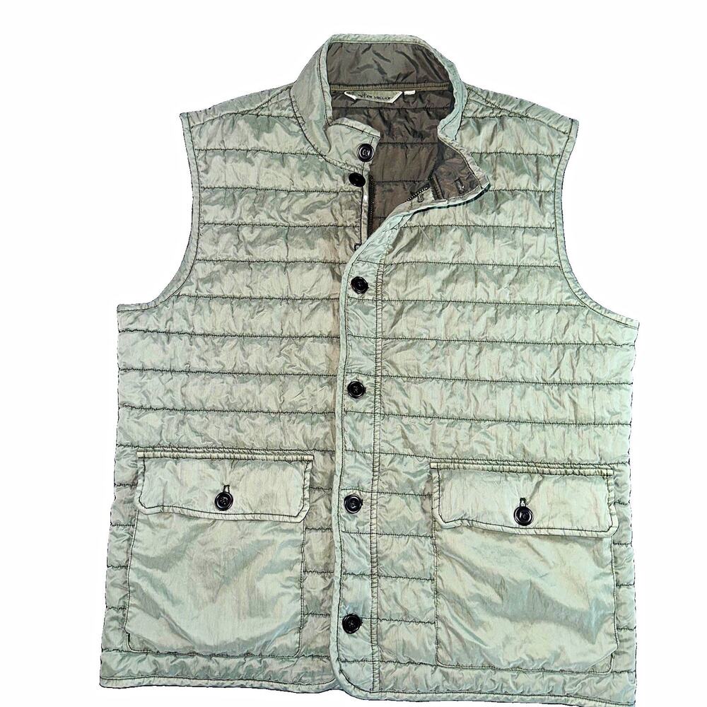 Peter Millar Greenwich Quilted Vest Sage Olive Green Men's Large L